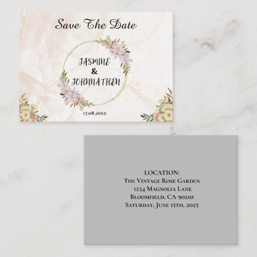 Bloemen Waterkleur rood en wit bloemen Trouwen Notitiekaartje (Voorkant / Achterkant)