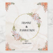 Bloemen Waterkleur rood en wit bloemen Trouwen Wijn Etiket (Enkel label)