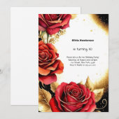 Bloemen Waterverf 30e Verjaardagsuitnodiging Kaart (Voorkant / Achterkant)