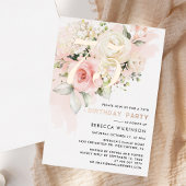 Bloemen Waterverf 75e Verjaardagsfeestje Roos Goud Folie Uitnodiging