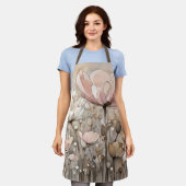 Bloemen Waterverf Abstract Beige Roze Schort (Gedragen)