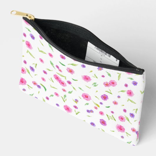 Bloemen Waterverf Accessoire Pouch Gift voor Mam Etui (Open)