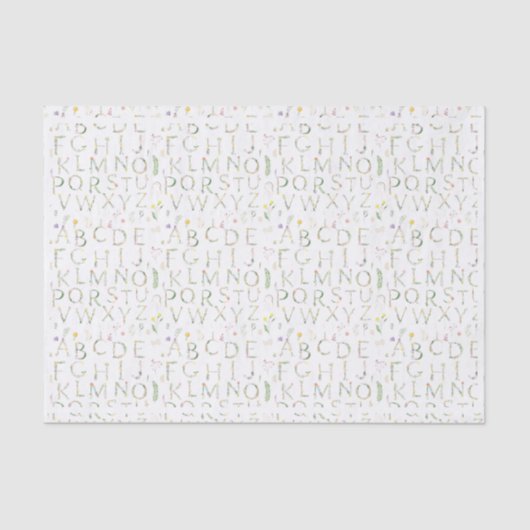 Bloemen Waterverf alfabet Tissuepapier (Voorkant)