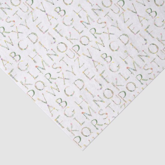 Bloemen Waterverf alfabet Tissuepapier (Detail)