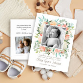 Bloemen Waterverf Baby Foto Aankondigingskaart