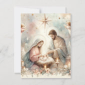 Bloemen Waterverf Baby Jesus Printable papier Kaart (Achterkant)