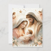 Bloemen Waterverf Baby Jesus Scrapbook Printable Kaart (Voorkant)