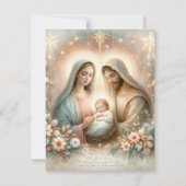 Bloemen Waterverf Baby Jesus Scrapbook Printable Kaart (Achterkant)