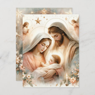 Bloemen Waterverf Baby Jesus Scrapbook Printable Kaart