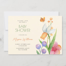 Bloemen waterverf baby shower kaart