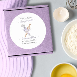 Bloemen Waterverf Bakkerij Productnaam Ronde Sticker