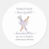 Bloemen Waterverf Bakkerij Productnaam Ronde Sticker (Voorkant)