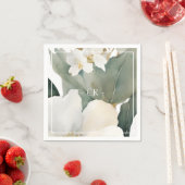 Bloemen Waterverf bladeren Initialen Servet (Insitu)