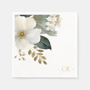 Bloemen Waterverf bladeren Initialen Servet
