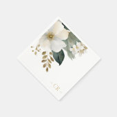 Bloemen Waterverf bladeren Initialen Servet (Hoek)