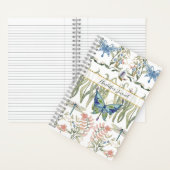 Bloemen Waterverf Blauw en Roze Vlinderdagboek Notitieboek (Binnen)