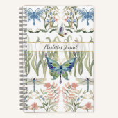 Bloemen Waterverf Blauw en Roze Vlinderdagboek Notitieboek (Voorkant)