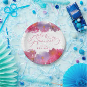 Bloemen Waterverf bloemblaadjes & Prosecco Papieren Bordje (Feest)