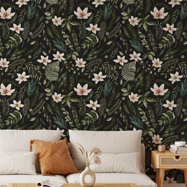 Bloemen Waterverf Bloemen Botanisch Patroon Behang (In situ)