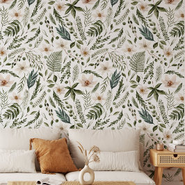 Bloemen Waterverf Bloemen Botanisch Patroon Behang