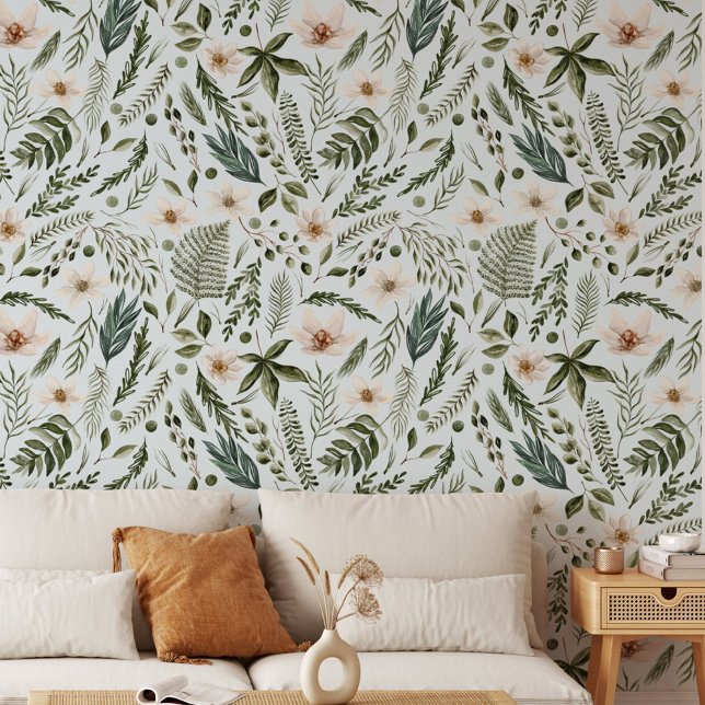 Bloemen Waterverf Bloemen Botanisch Patroon Behang (In situ)