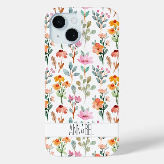 Bloemen Waterverf Bloemen Patroon Gepersonaliseerd Case-Mate iPhone Case (Achterkant)