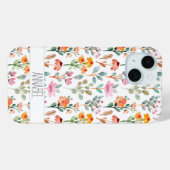 Bloemen Waterverf Bloemen Patroon Gepersonaliseerd Case-Mate iPhone Case (Achterkant (horizontaal))