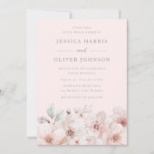 Bloemen Waterverf Blozende Roze Bruiloft Kaart (Voorkant)