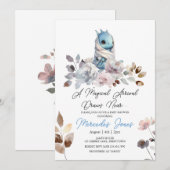 Bloemen Waterverf Blue Boy Dragon Baby shower Kaart (Voorkant / Achterkant)