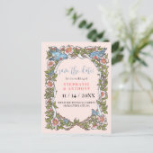 Bloemen Waterverf Blush Garden Save Datum Bruiloft Briefkaart (Staand voorkant)