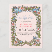 Bloemen Waterverf Blush Garden Save Datum Bruiloft