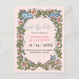 Bloemen Waterverf Blush Garden Save Datum Bruiloft Briefkaart
