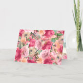 Bloemen Waterverf Blush Roze Bruiloft Echt Goud Folie Wenskaart (Achterkant)