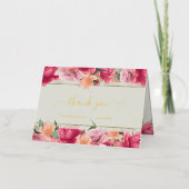 Bloemen Waterverf Blush Roze Bruiloft Echt Goud Folie Wenskaart (Voorkant)