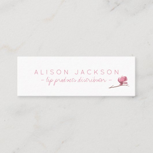Bloemen waterverf blush roze lip kleur verdeler mini visitekaartje (Voorkant)