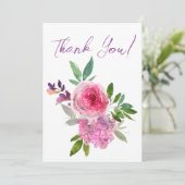 Bloemen Waterverf Blush Rozen Dank u kaart (Staand voorkant)