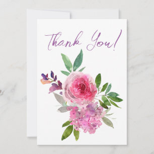 Bloemen Waterverf Blush Rozen Dank u kaart
