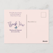 Bloemen Waterverf Blush Tuin Foto Dank Bruiloft Briefkaart (Achterkant)