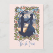 Bloemen Waterverf Blush Tuin Foto Dank Bruiloft Briefkaart (Voorkant)