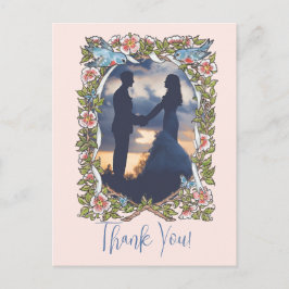 Bloemen Waterverf Blush Tuin Foto Dank Bruiloft Briefkaart