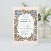 Bloemen Waterverf Blush Whimsical Tuin Bruiloft RSVP Kaartje (Staand voorkant)