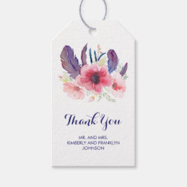 Bloemen  Waterverf Boho bruiloft Cadeaulabel