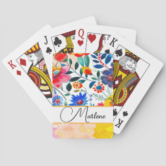 Bloemen Waterverf Boho Patroon Tropisch Pokerkaarten