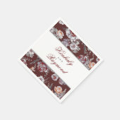  Bloemen Waterverf Bourgogne Rood Servetten (Hoek)