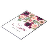 Bloemen Waterverf Bourgondië Blush Pioenen Custom Notitieboek (Linkerzijde)