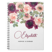 Bloemen Waterverf Bourgondië Blush Pioenen Custom Notitieboek (Voorkant)