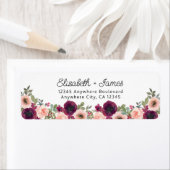 Bloemen Waterverf Bourgondië Blush Pioenrozen Etiket (Insitu)