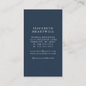 Bloemen Waterverf Bourgondië Navy Blue Monogram Visitekaartje (Achterkant)