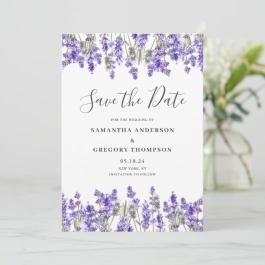 Bloemen Waterverf Bruiloft Flat Save The Date Kaar (Staand voorkant)