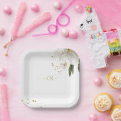 Bloemen Waterverf bruiloft Initialen Papieren Bordje (Feest)